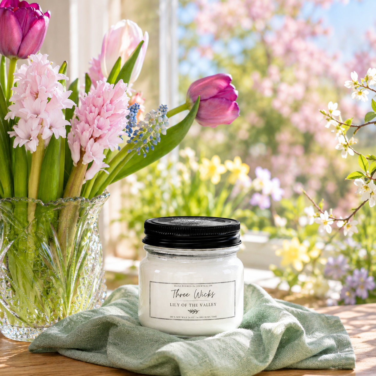 Spring Scented Candles 6 oz | Soy Candles in Mason Jar