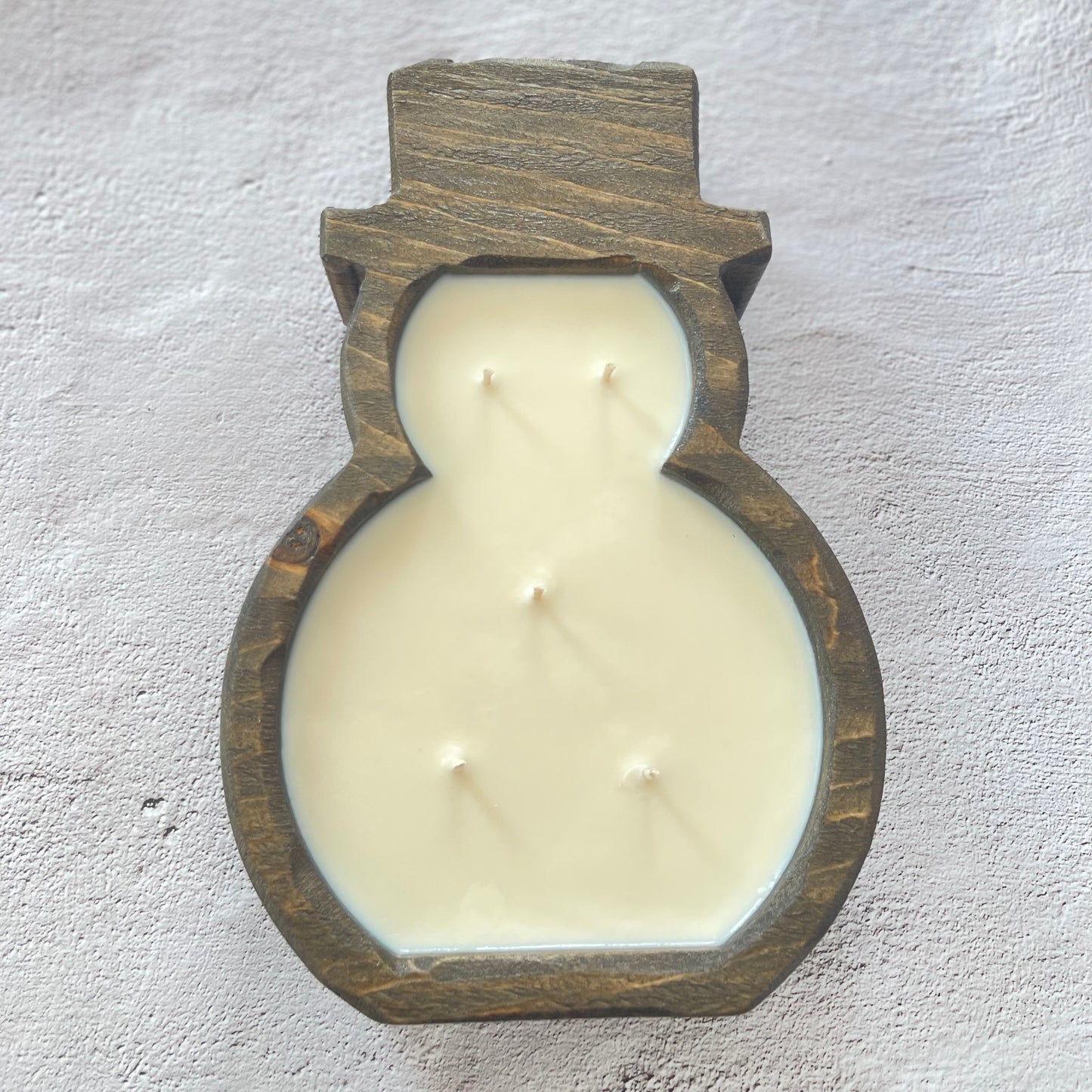 Holiday Snowman Dough Bowl Candle - Handcrafted Winter Centerpiece with Festive Scents