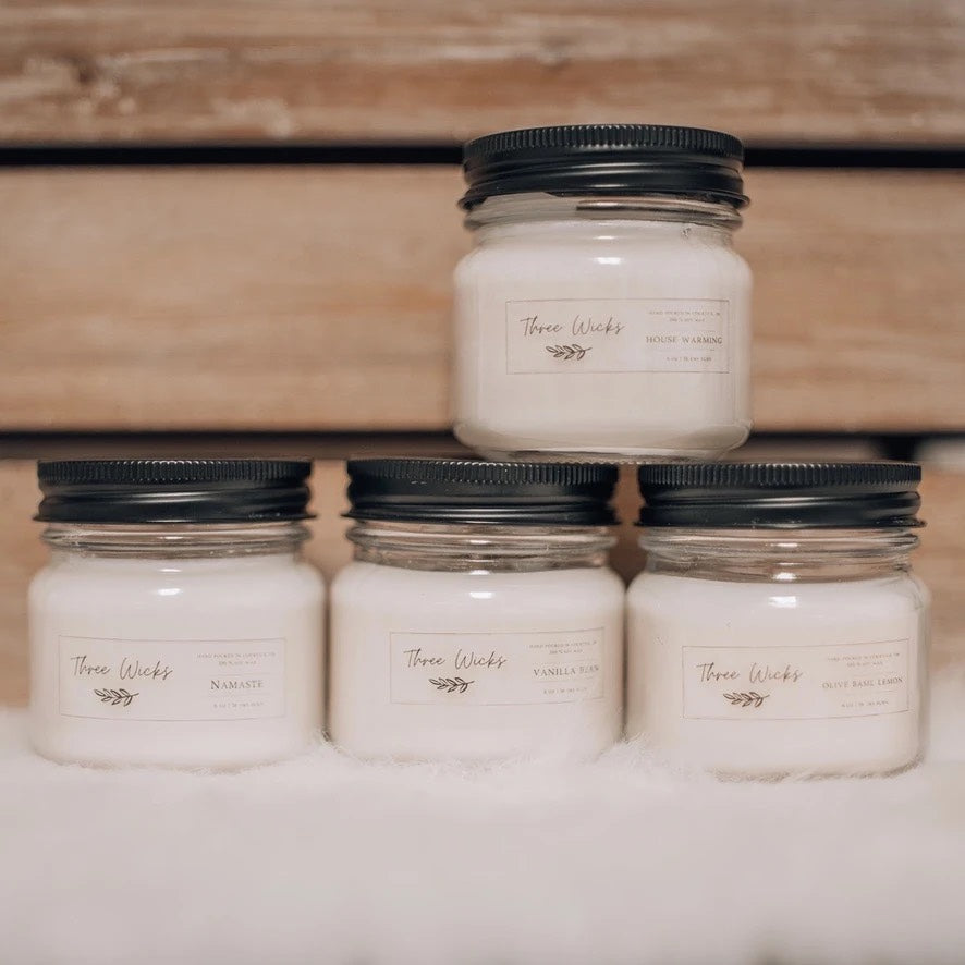 scented soy candles in 6 oz vessel