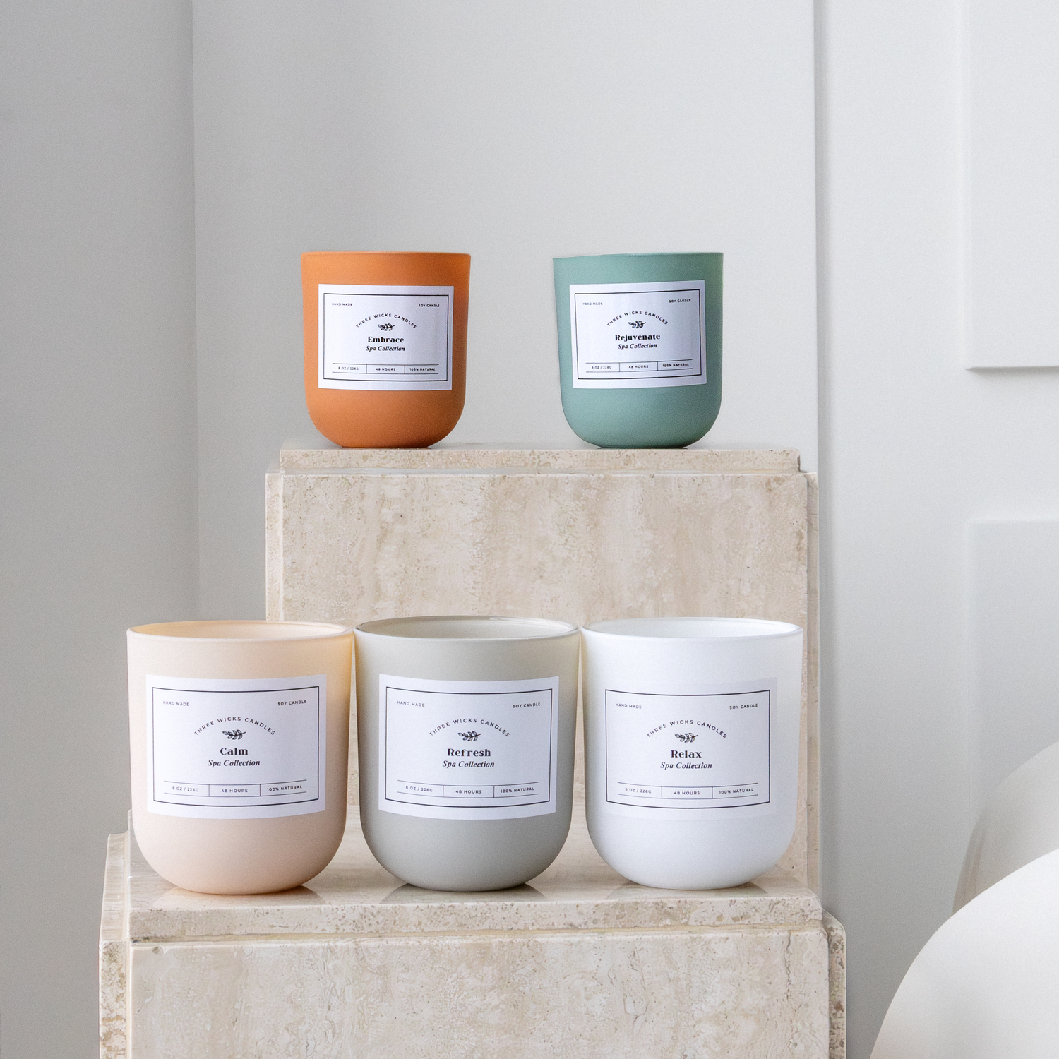 Our spa collection of five new scents and vessels
