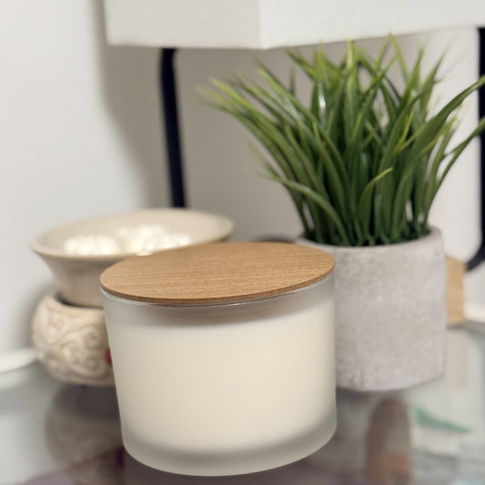 13 oz Soy Candles - Frosted Jar Wood Wick | Spring Scent