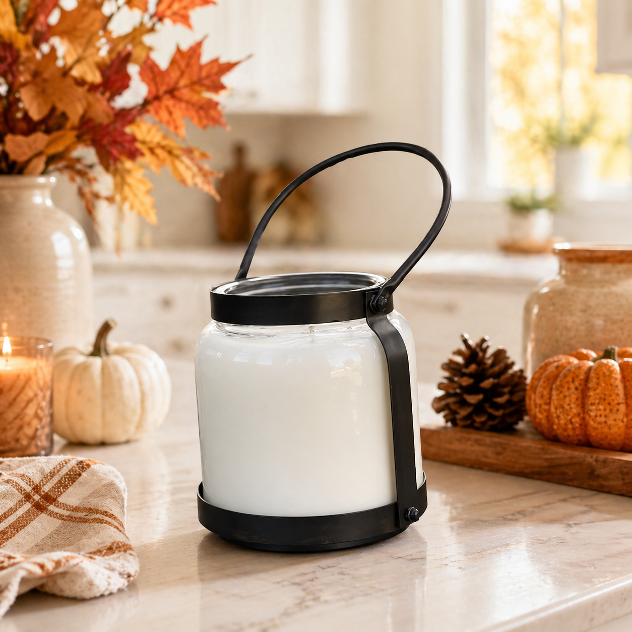 Fall Candle 66 oz Lantern - 4 Wick Pumpkin Spice & Autumn Scents | Cozy Soy Candle
