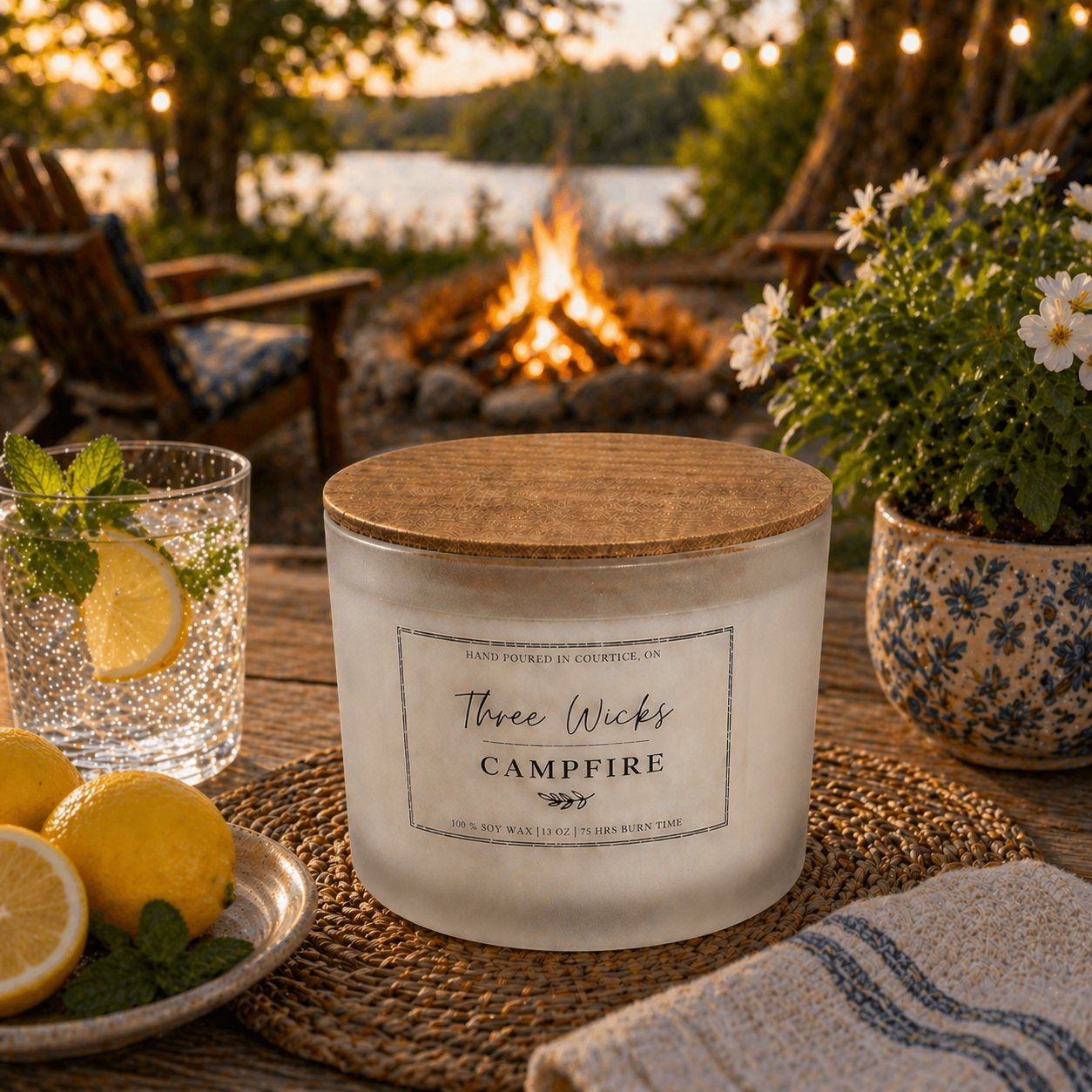 13 oz Cotton Wick Soy Candle - Summer Scents | Frosted Jar