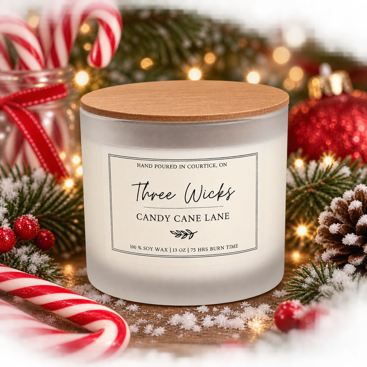 13 oz Cotton Wick Soy Candle - Holiday Scents | Frosted Jar