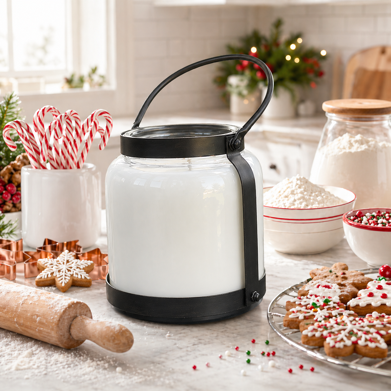66 oz Lantern Candle - Large Holiday Soy Candle with 396 Hour Burn Time
