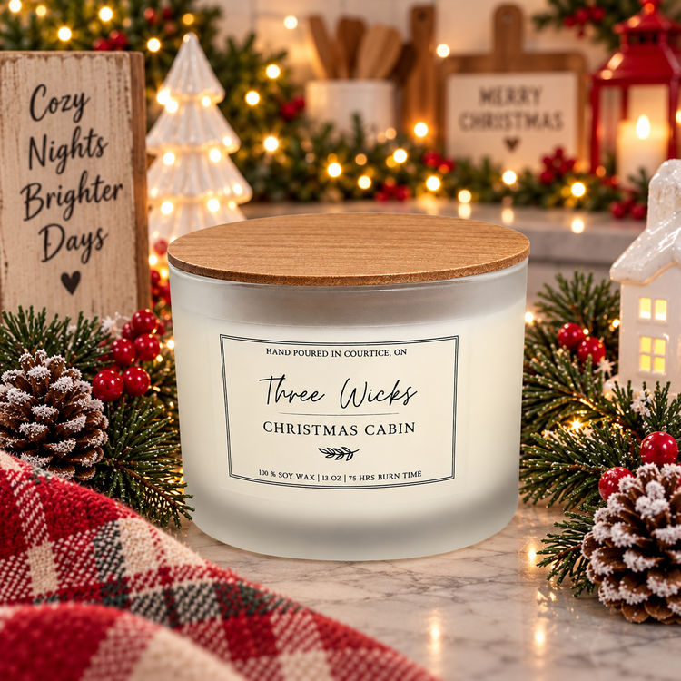13 oz Cotton Wick Soy Candle - Holiday Scents | Frosted Jar