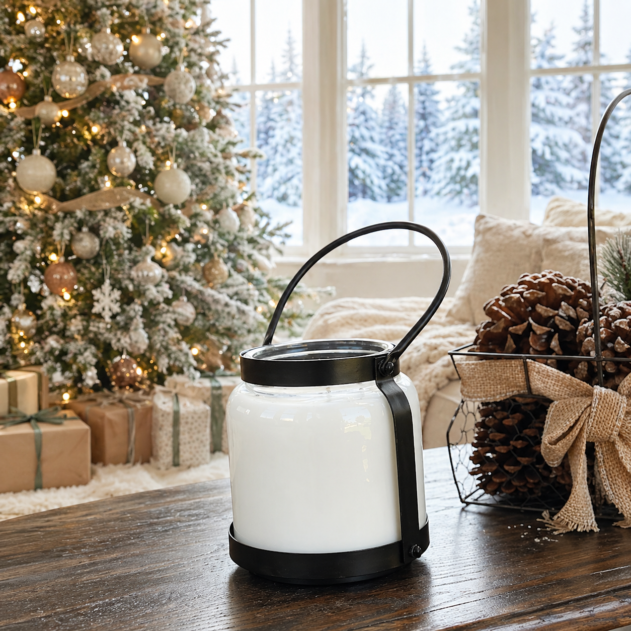 66 oz Lantern Candle - Large Holiday Soy Candle with 396 Hour Burn Time