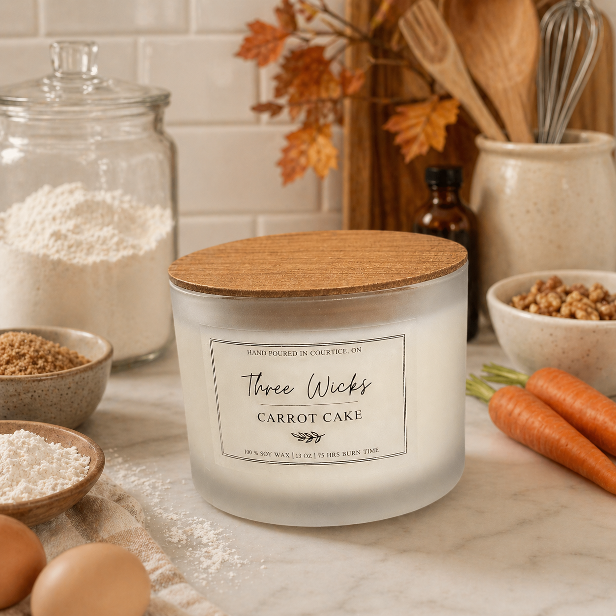 13 oz Soy Candles - Frosted Jar Cotton Wick | Fall Scents