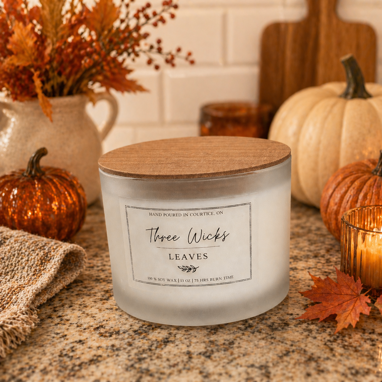 13 oz Soy Candles - Frosted Jar Cotton Wick | Fall Scents
