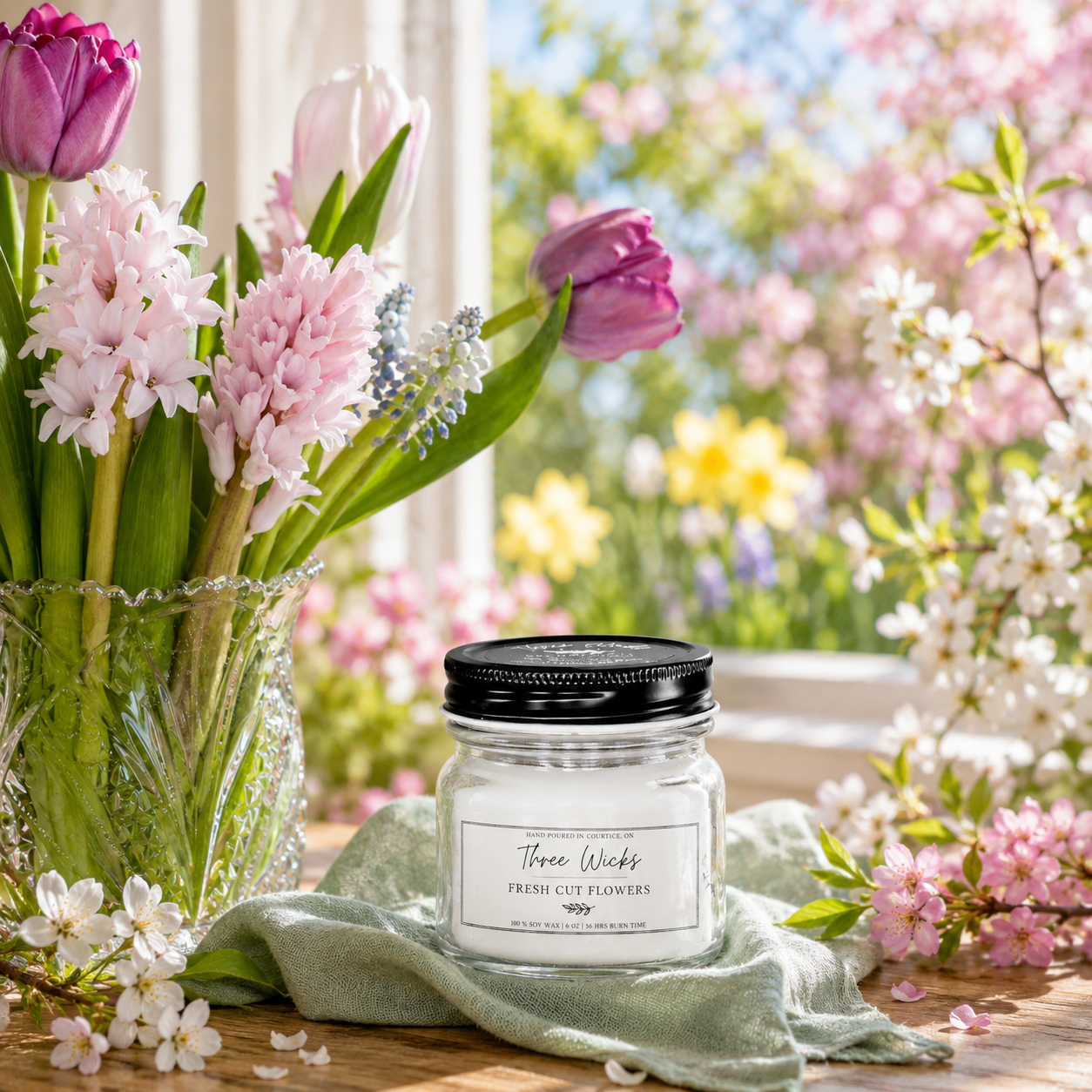 Spring Scented Candles 6 oz | Soy Candles in Mason Jar