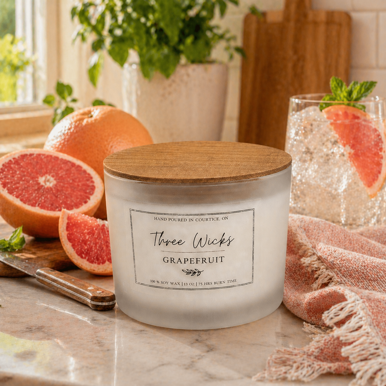 13 oz Cotton Wick Soy Candle - Summer Scents | Frosted Jar