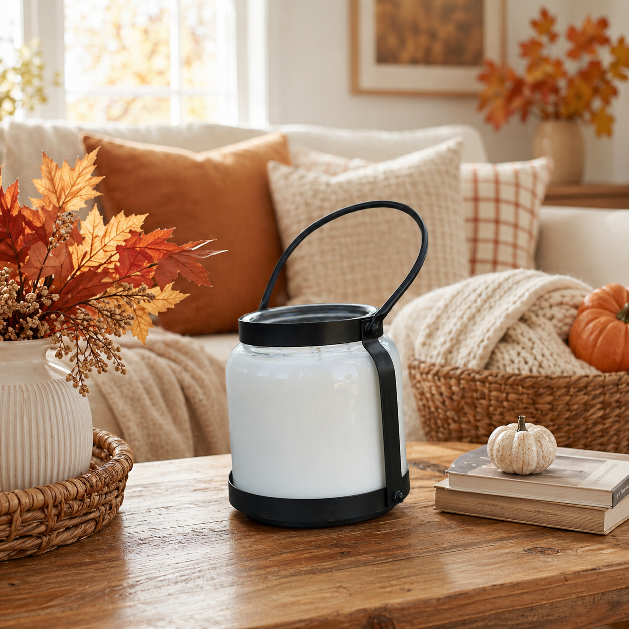 Fall Candle 66 oz Lantern - 4 Wick Pumpkin Spice & Autumn Scents | Cozy Soy Candle