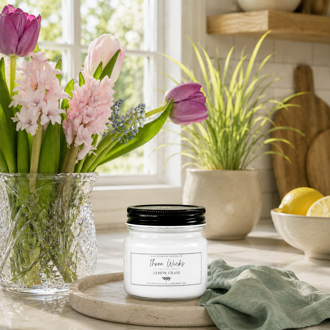 Spring Scented Candles 6 oz | Soy Candles in Mason Jar