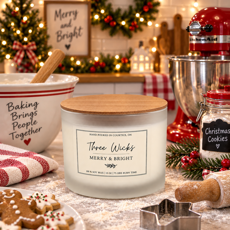 13 oz Cotton Wick Soy Candle - Holiday Scents | Frosted Jar