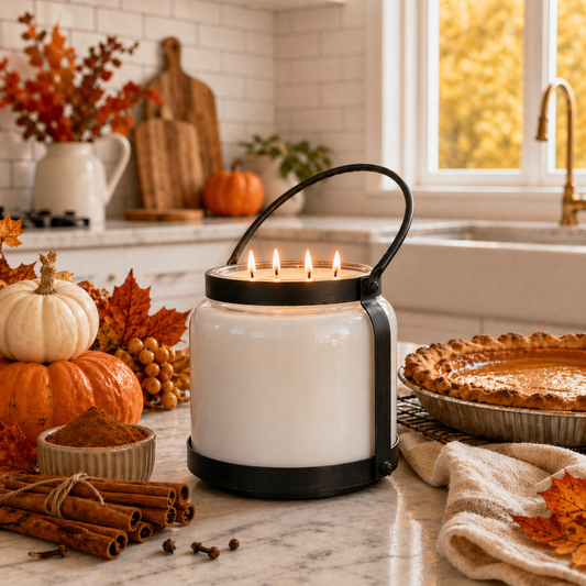 Fall Candle 66 oz Lantern - 4 Wick Pumpkin Spice & Autumn Scents | Cozy Soy Candle