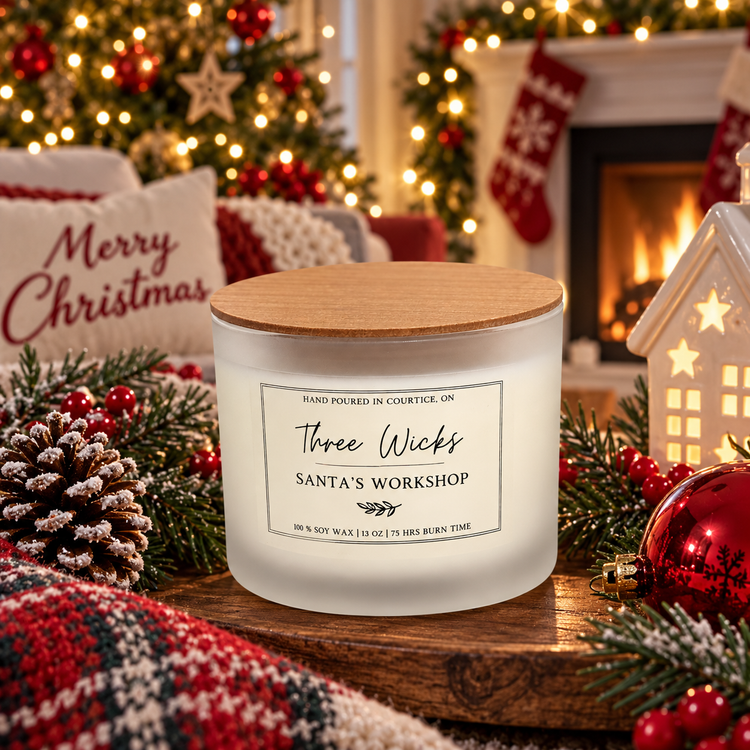 13 oz Cotton Wick Soy Candle - Holiday Scents | Frosted Jar