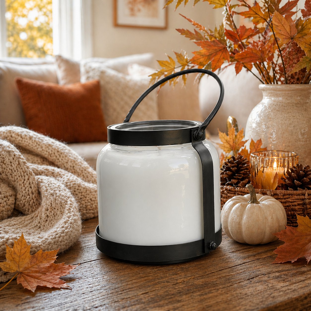 Fall Candle 66 oz Lantern - 4 Wick Pumpkin Spice & Autumn Scents | Cozy Soy Candle