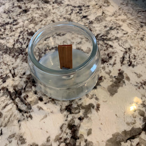 wood wick candle before wax has been poured