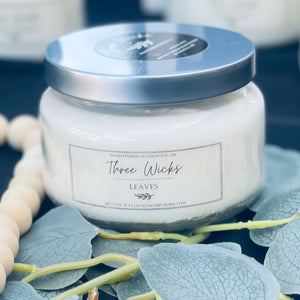 10 oz wood wick candle with a burn time of 60 plus hours