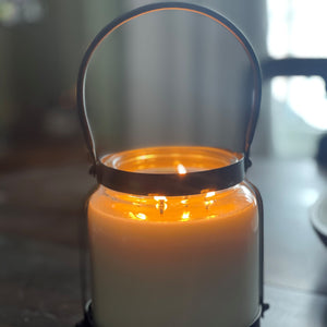 66 oz lantern made into a candle